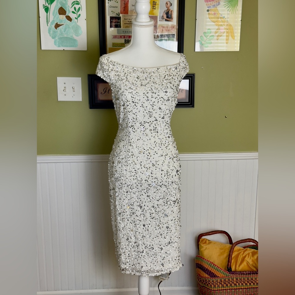 Radiant Elegance: Sequin-Embellished White Evening Dress